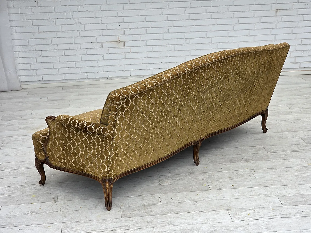 Danish 3-seater sofa, velour, carved ash wood, 1950s 16