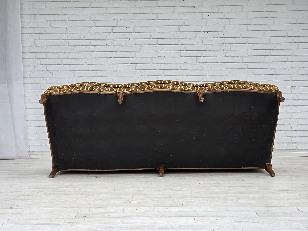 Danish 3-seater sofa, velour, carved ash wood, 1950s 20