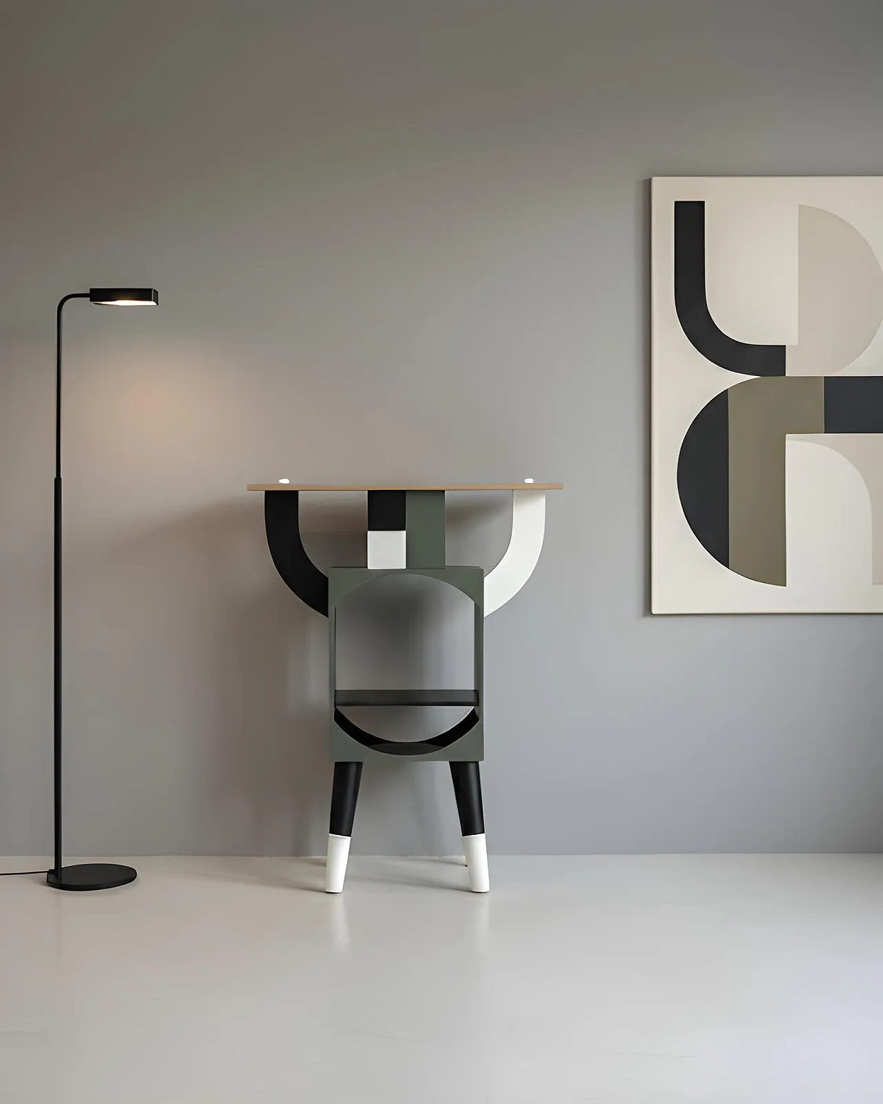 Hand-painted oak console , 2000s 5