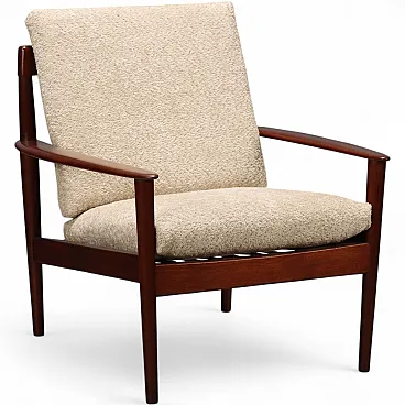 Poltrona con struttura in legno di teak a vista, '900