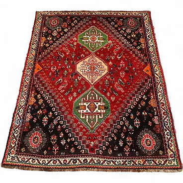 Tappeto Shiraz in lana, nodo grosso, realizzato a mano, '900