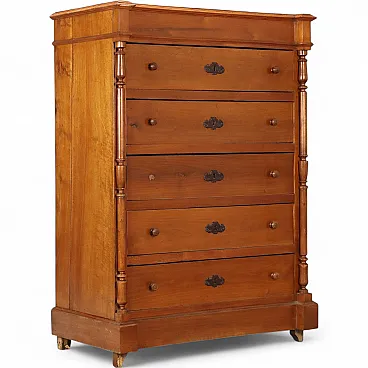 Cassettiera umbertina in noce e lamiera, primo '900