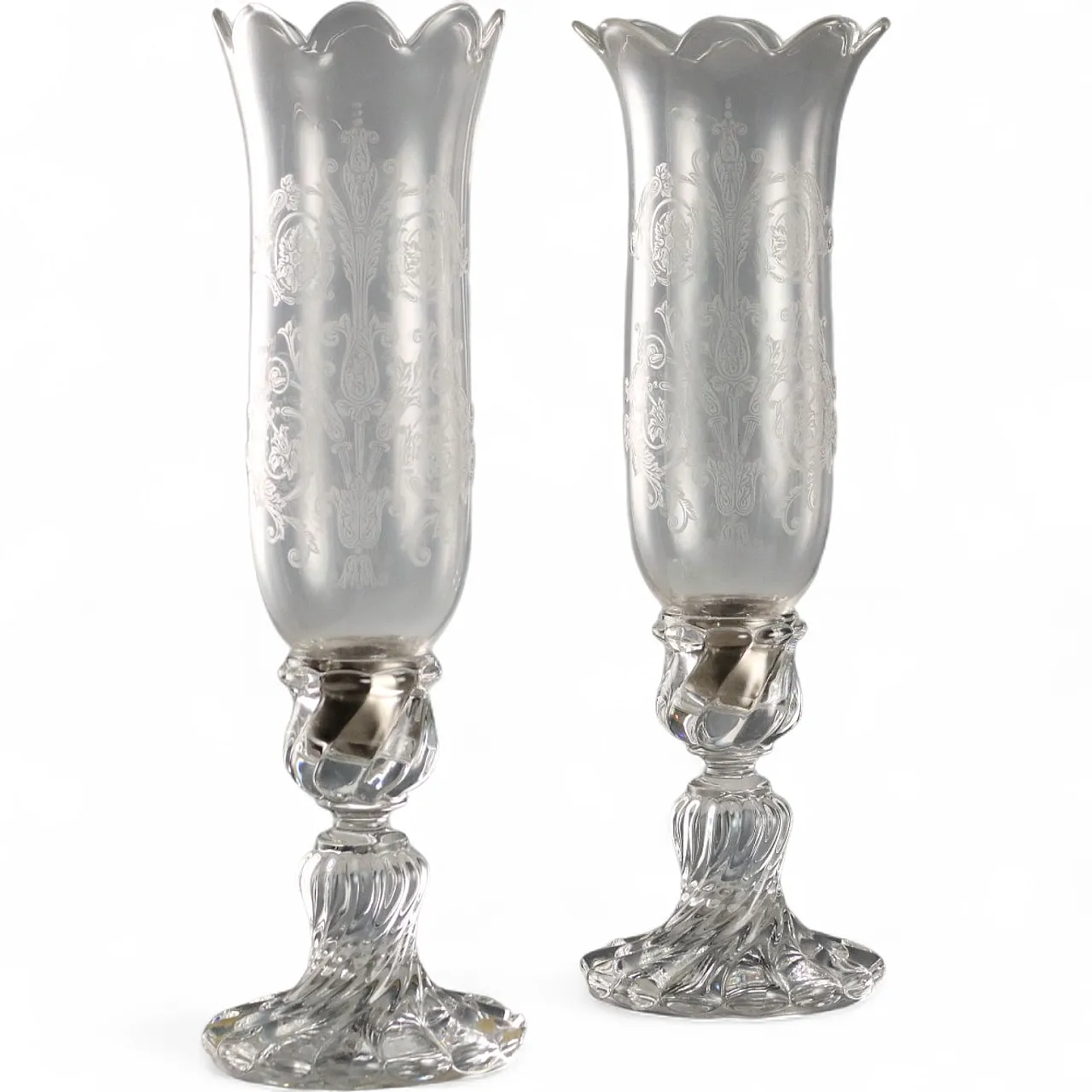 Coppia di candelieri in cristallo e vetro di Baccarat, '900 8