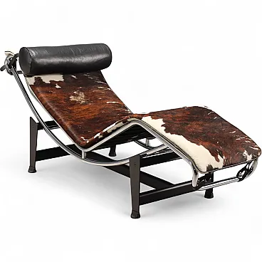 Chaise longue in metallo smaltato e cromato, '900