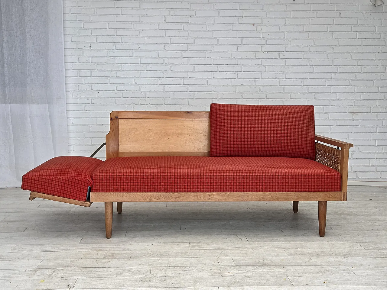 Danish drop-arm daybed by Illum Wikkelsø, wool, 1970s 3