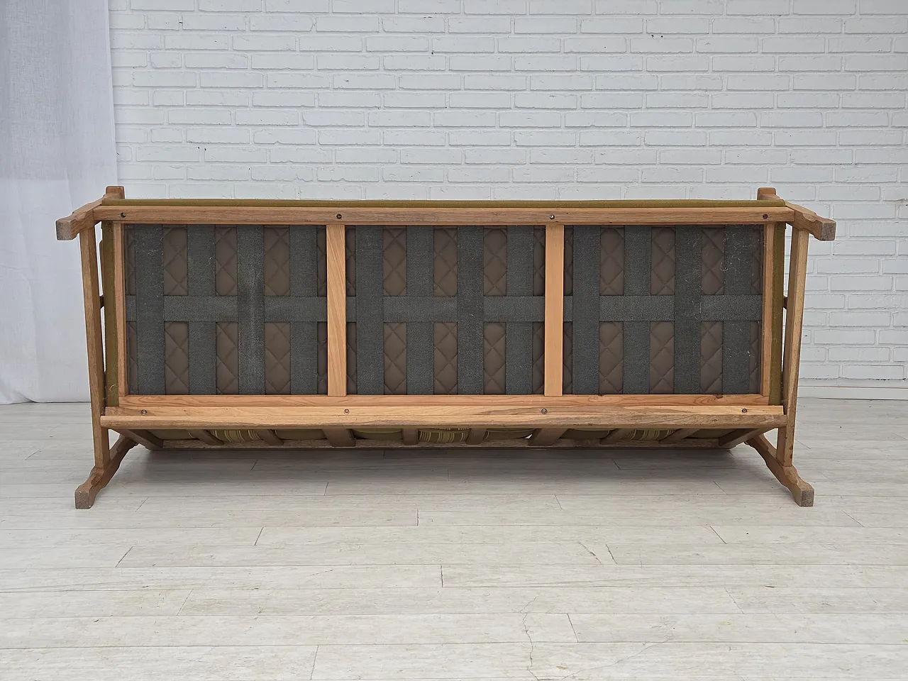 Danish 3-seater sofa, wool, solid oak wood, 1970s 18