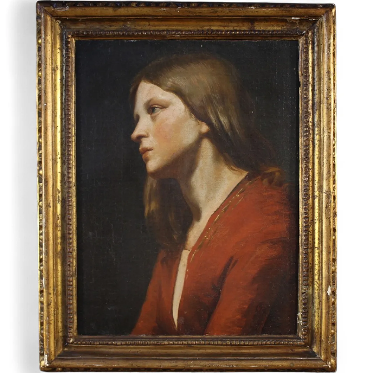 Portrait of a young girl, oil on canvas, 19th century 16