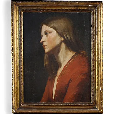 Portrait of a young girl, oil on canvas, 19th century