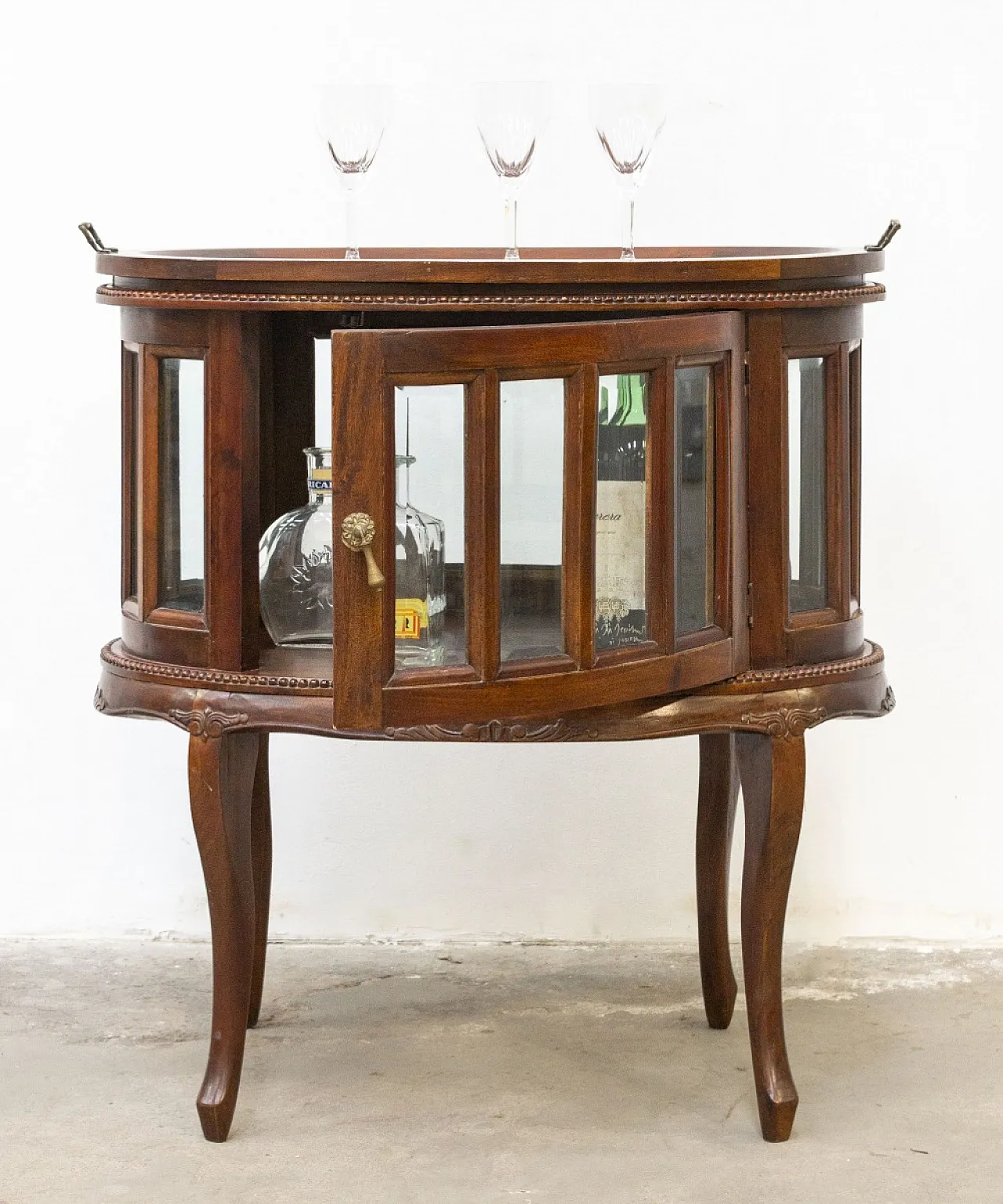 Mobile bar in legno di mogano con vassoio, '900 2