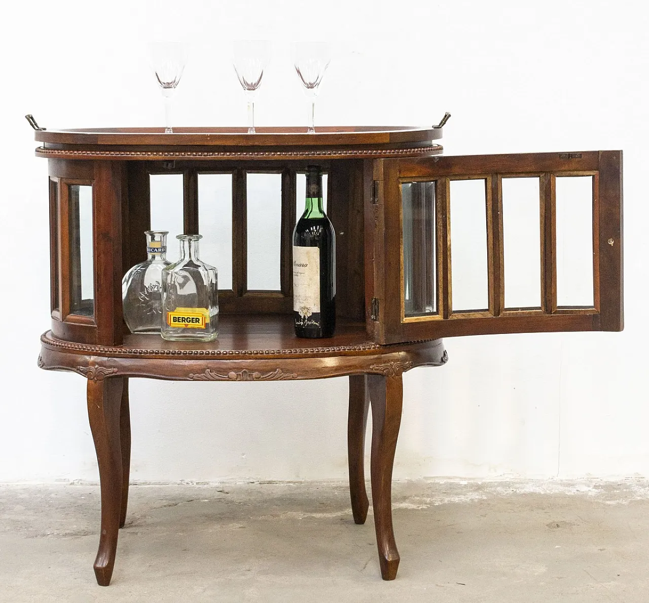 Mobile bar in legno di mogano con vassoio, '900 3