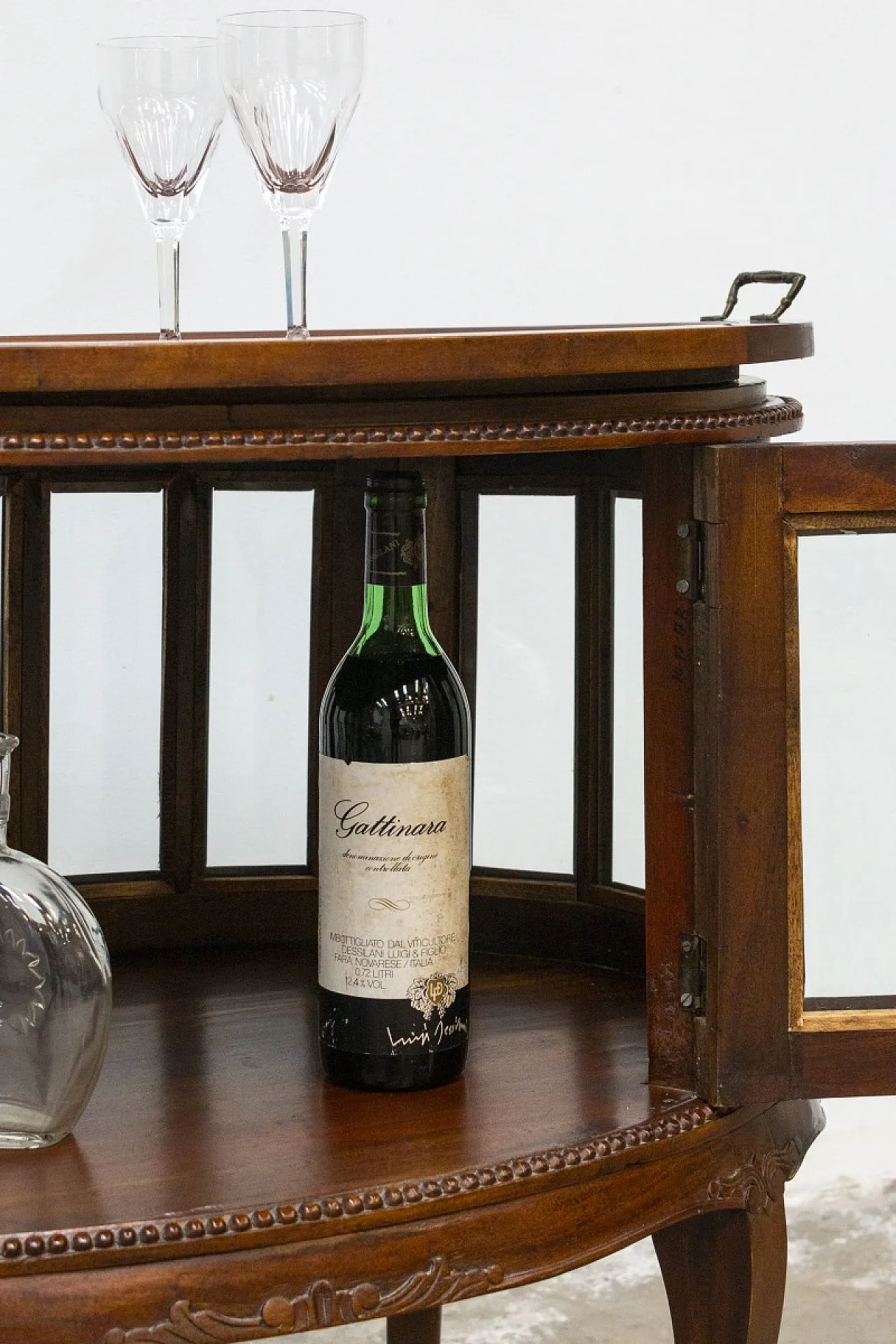 Mobile bar in legno di mogano con vassoio, '900 4