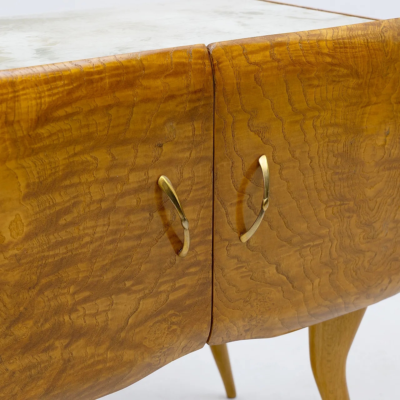 Pair of mid-century style beech and chestnut bedside tables, 50s 7