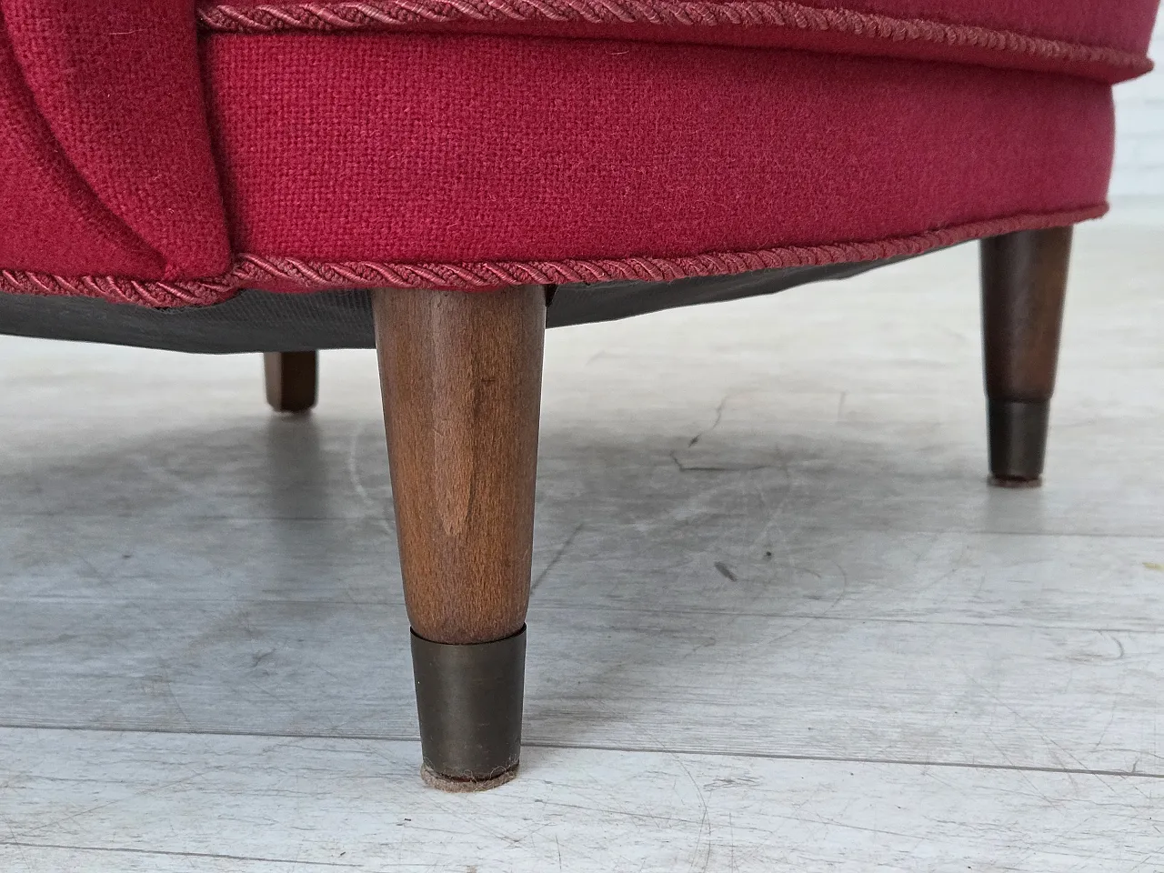 Danish armchair, wool, beech wood legs, 1960s 5