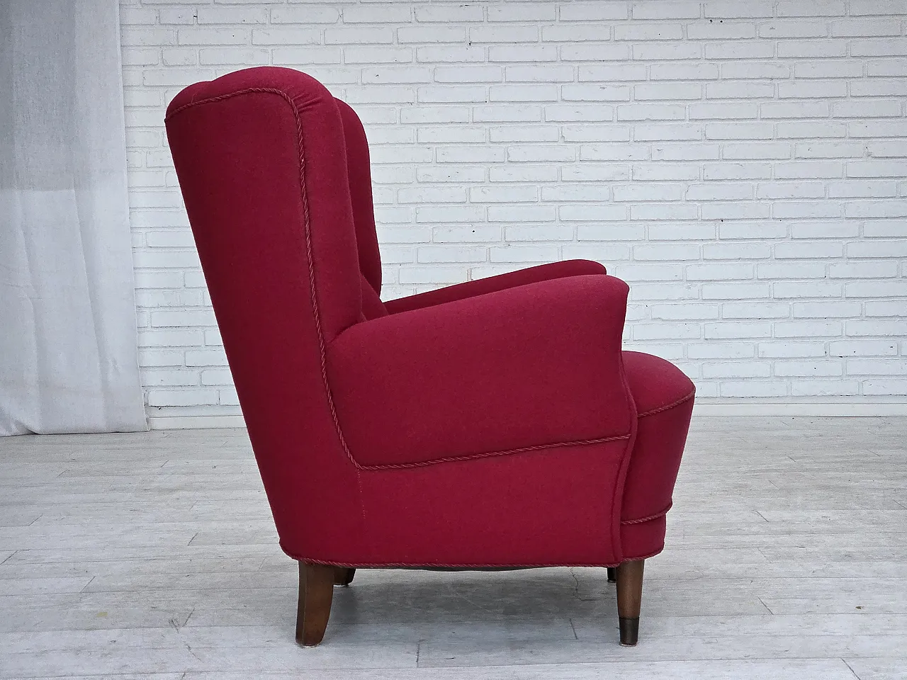 Danish armchair, wool, beech wood legs, 1960s 9