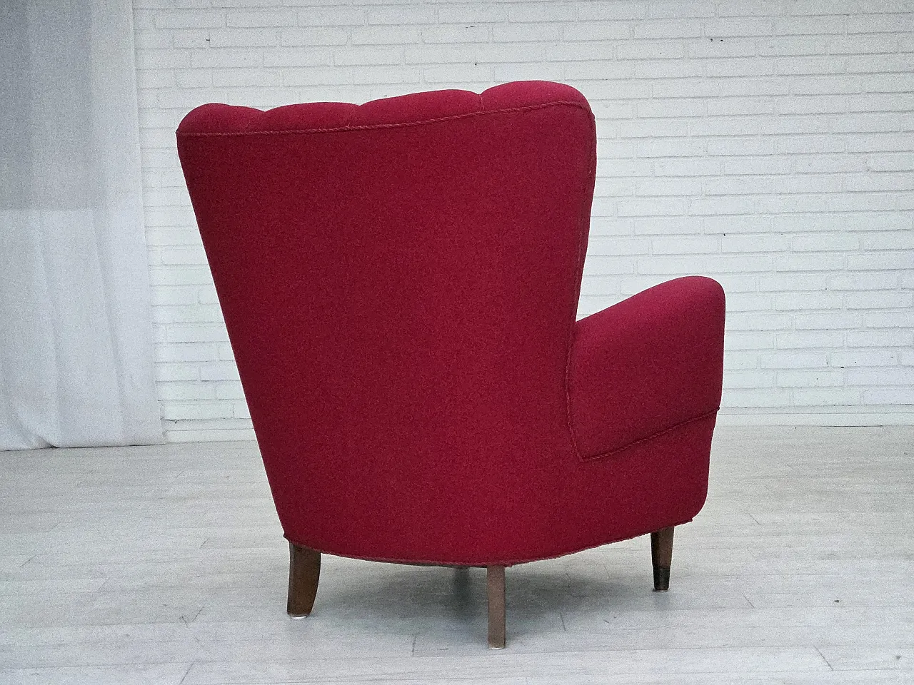 Danish armchair, wool, beech wood legs, 1960s 12