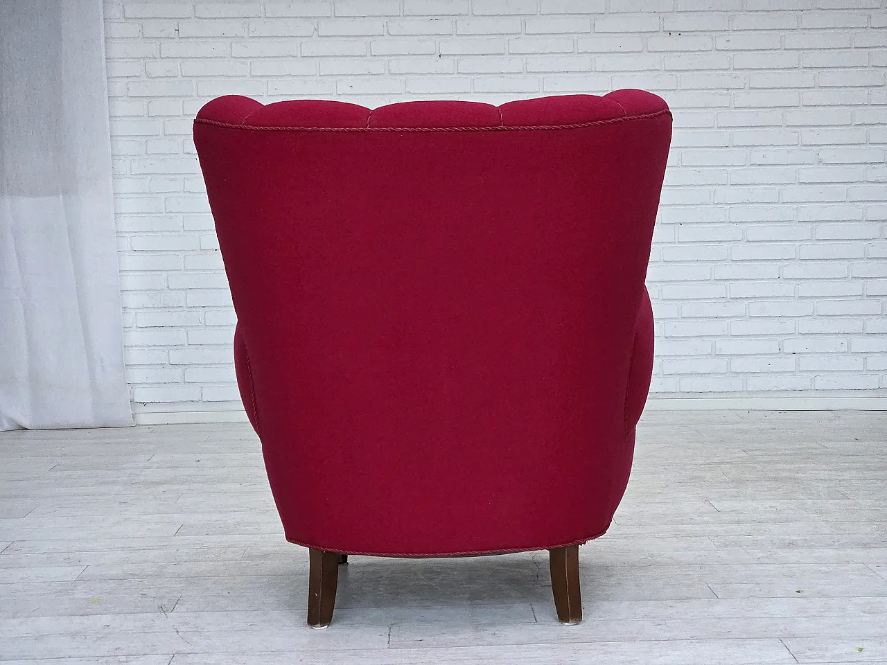 Danish armchair, wool, beech wood legs, 1960s 13