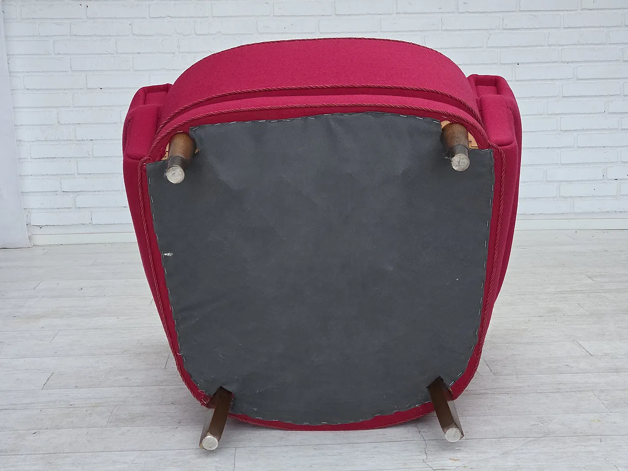 Danish armchair, wool, beech wood legs, 1960s 17