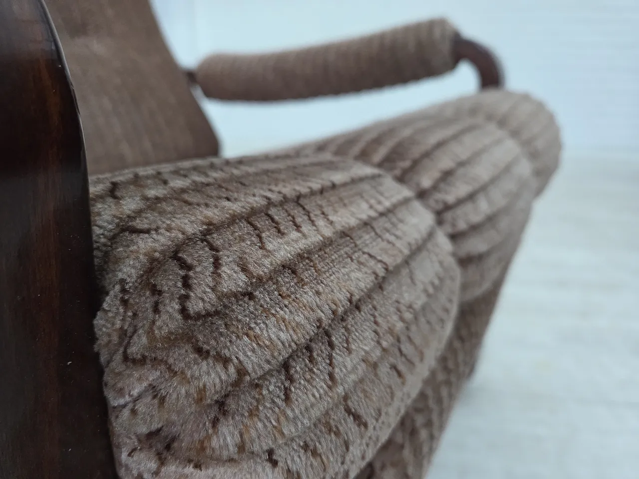 Danish armchair, light brown corduroy, 1970s 2