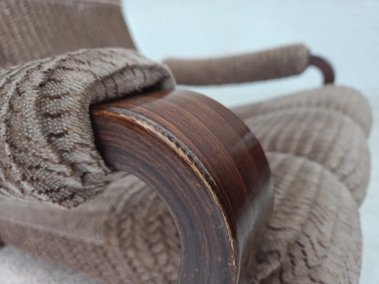 Danish armchair, light brown corduroy, 1970s 3