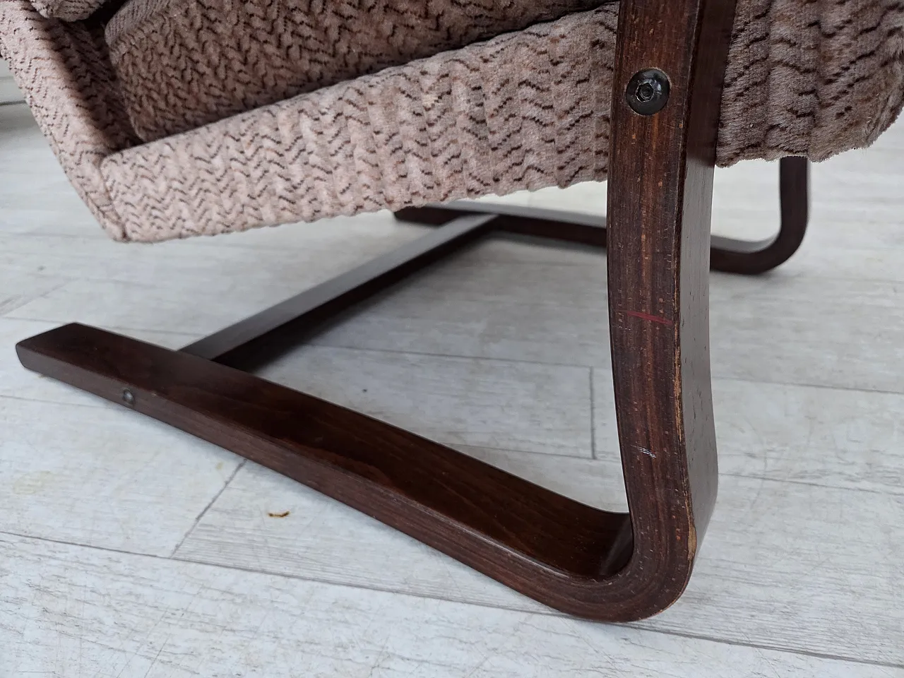 Danish armchair, light brown corduroy, 1970s 4