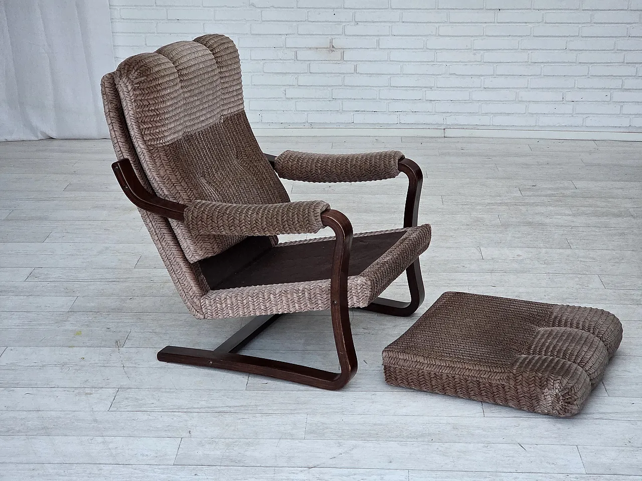 Danish armchair, light brown corduroy, 1970s 5