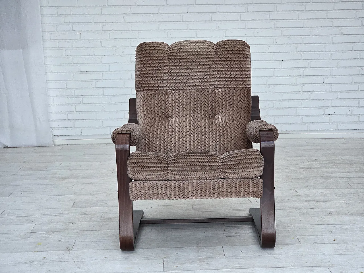 Danish armchair, light brown corduroy, 1970s 6