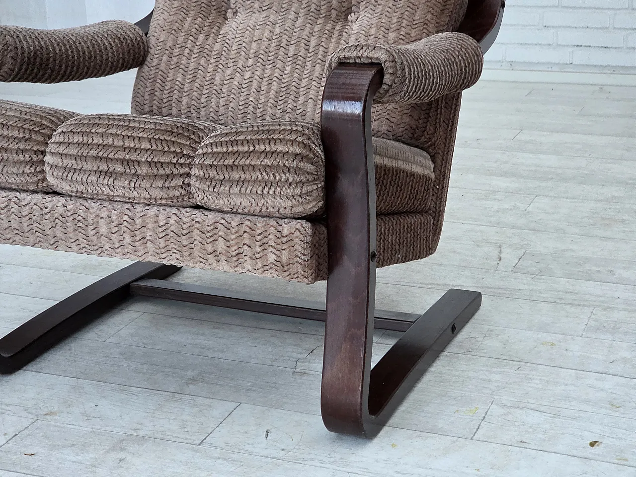 Danish armchair, light brown corduroy, 1970s 7