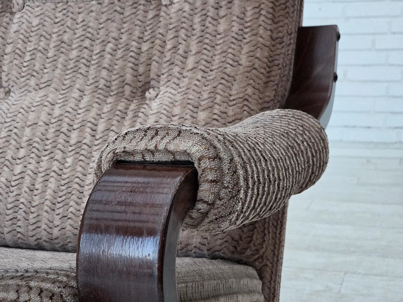 Danish armchair, light brown corduroy, 1970s 8
