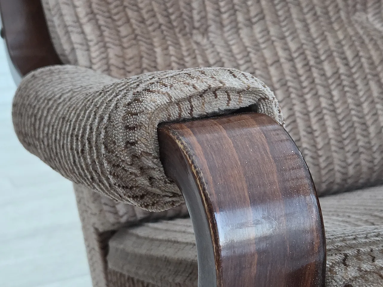 Danish armchair, light brown corduroy, 1970s 9