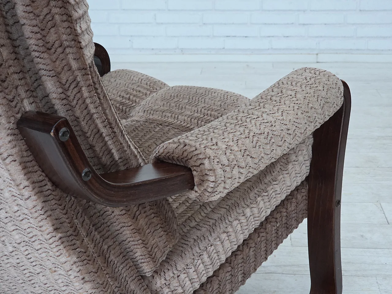 Danish armchair, light brown corduroy, 1970s 12