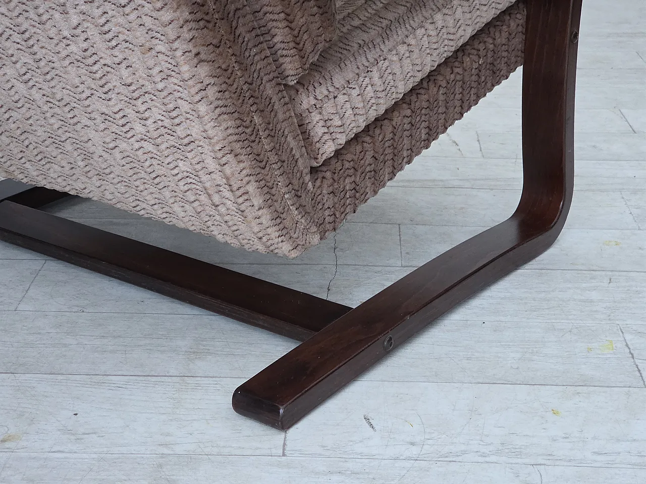 Danish armchair, light brown corduroy, 1970s 13