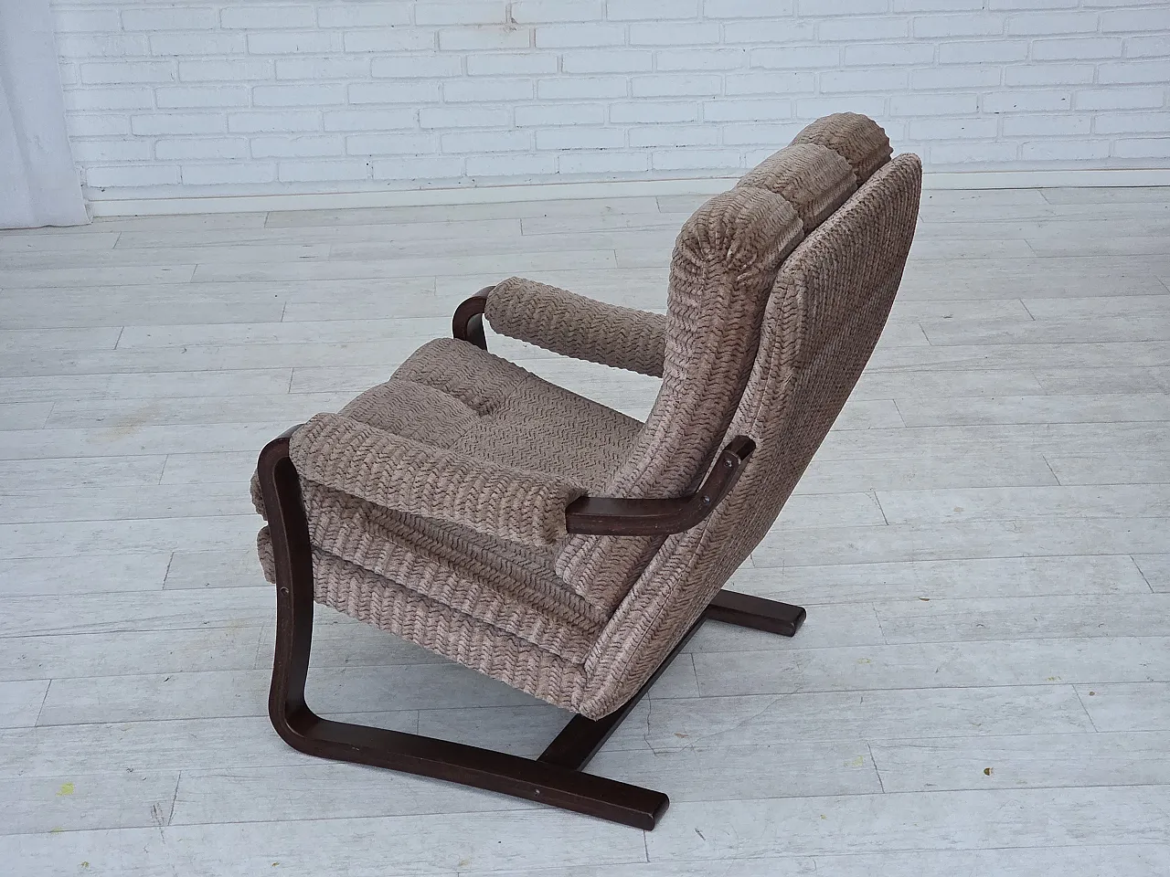 Danish armchair, light brown corduroy, 1970s 15