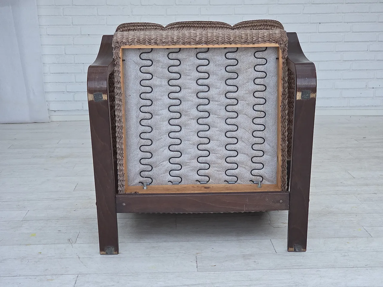 Danish armchair, light brown corduroy, 1970s 17