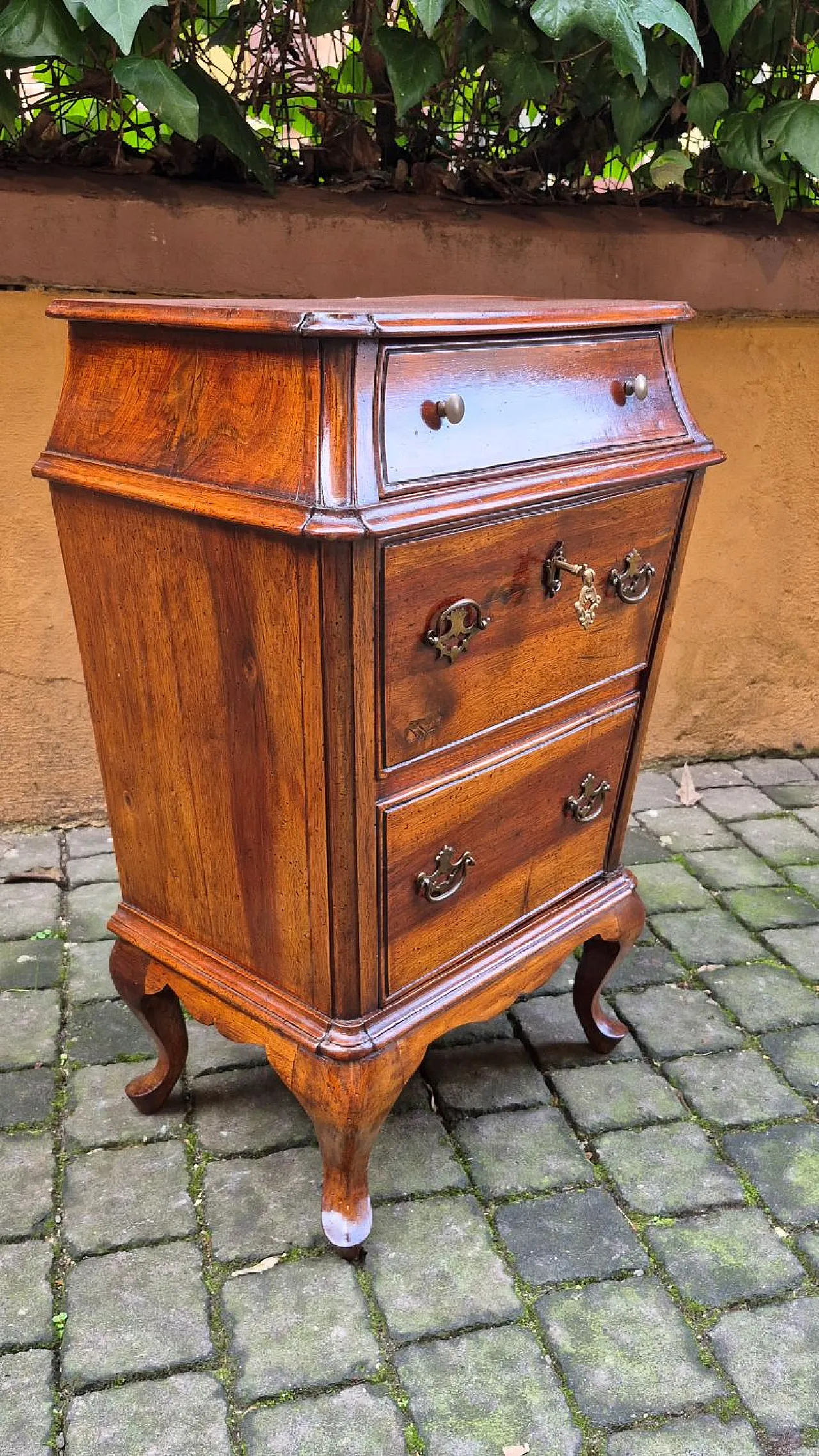 Pair of Venetian walnut urn bedside tables, late 19th century 4