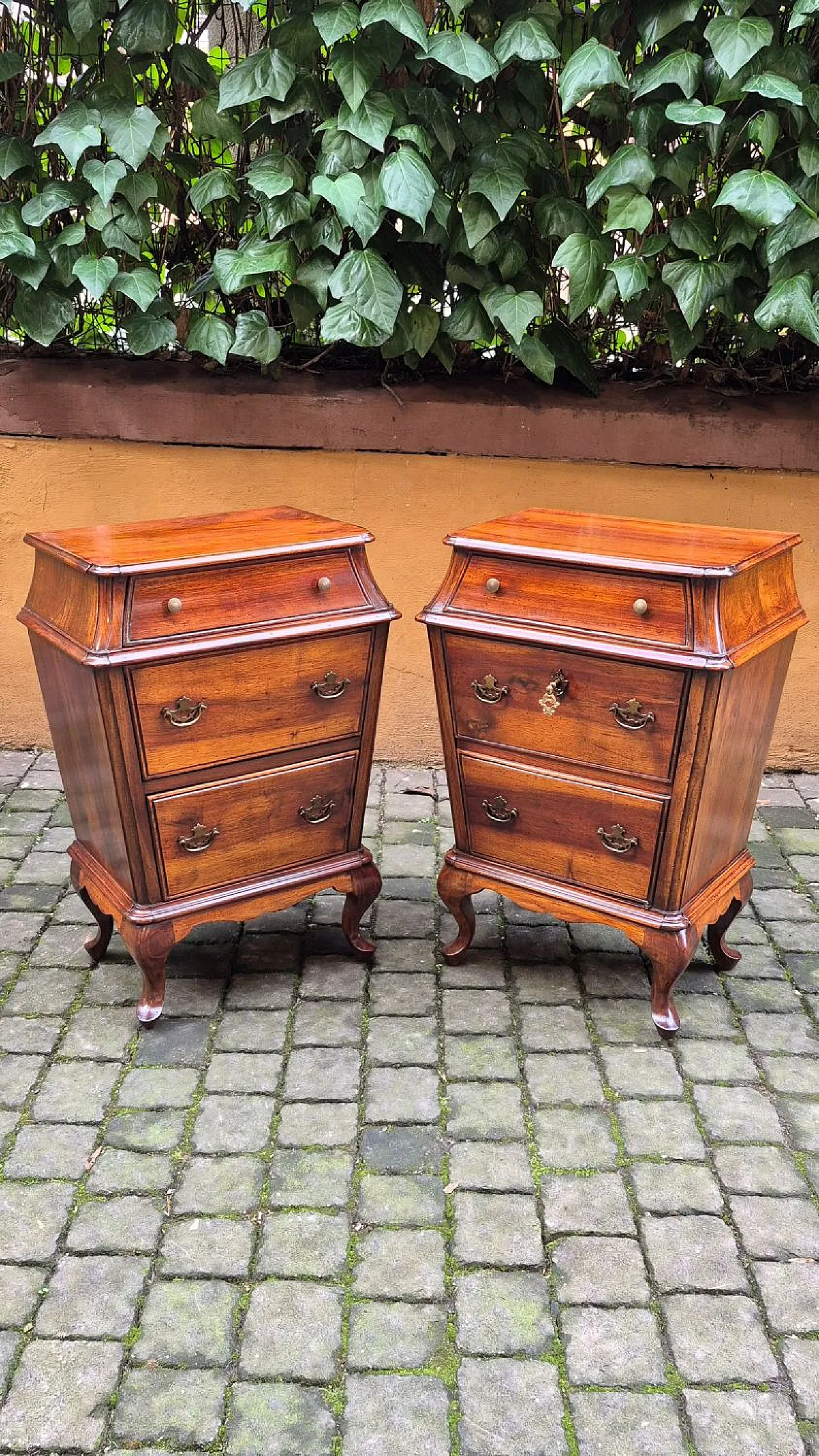 Pair of Venetian walnut urn bedside tables, late 19th century 12