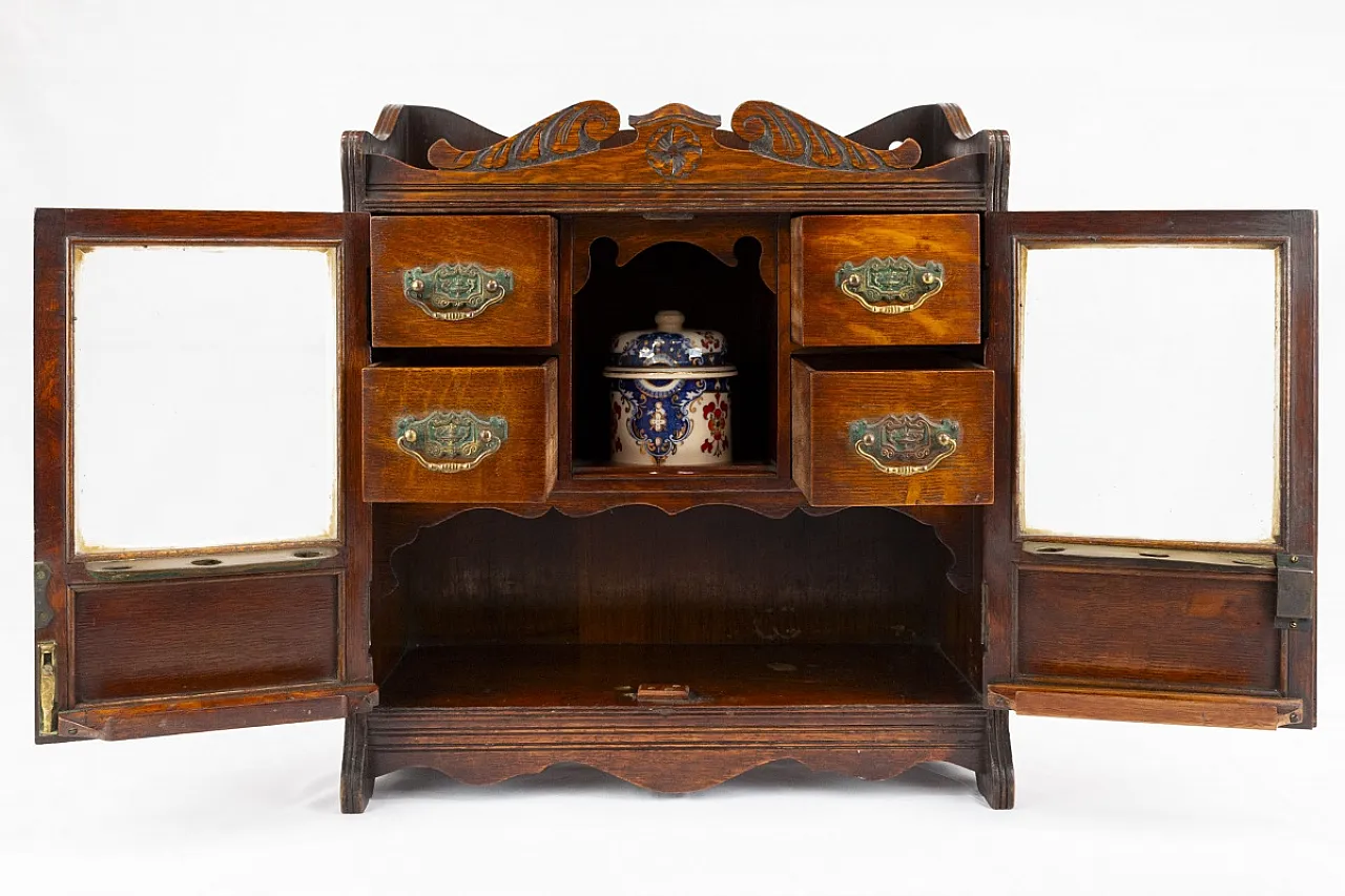 Armadietto porta pipe in rovere massello, primo '900 3