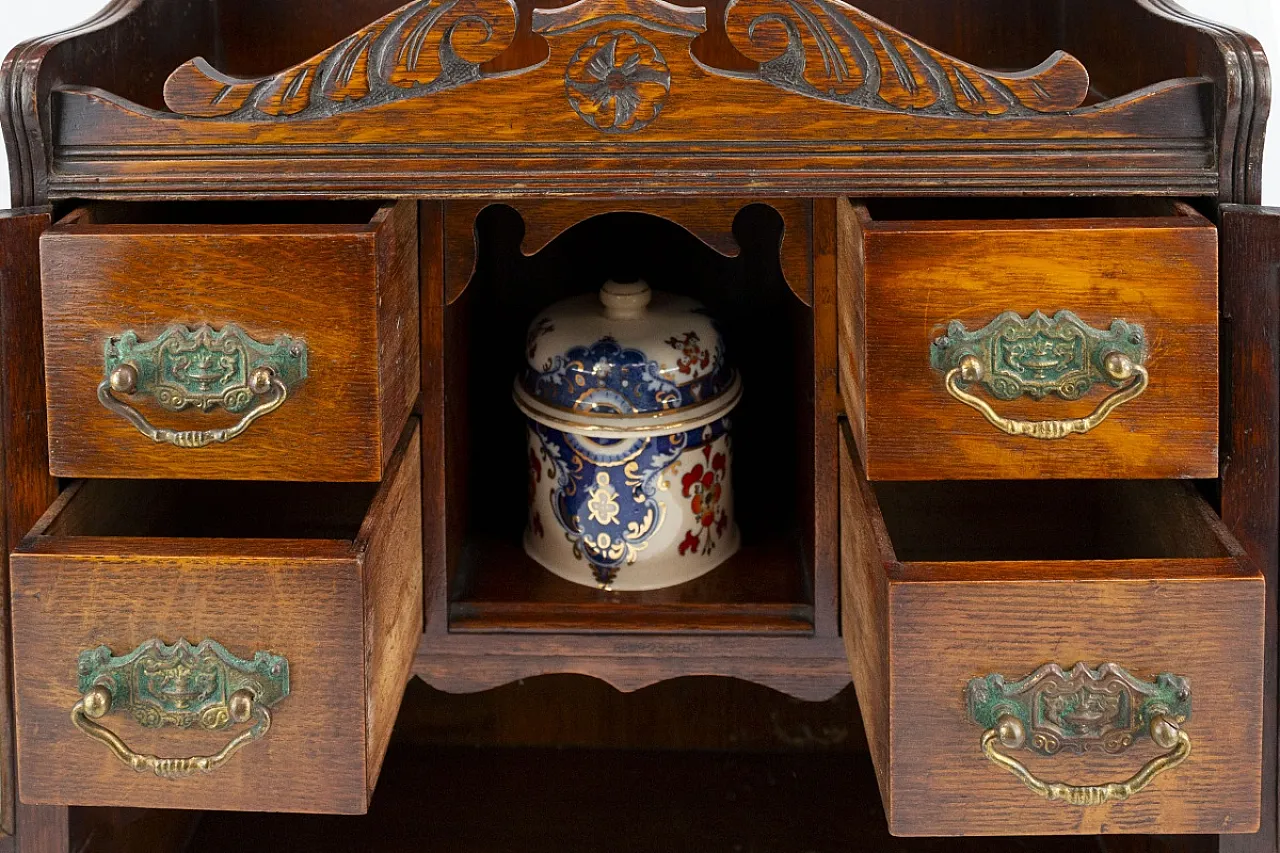 Armadietto porta pipe in rovere massello, primo '900 4