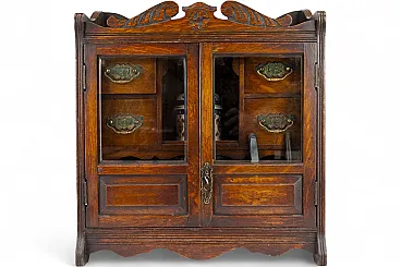 Armadietto porta pipe in rovere massello, primo '900