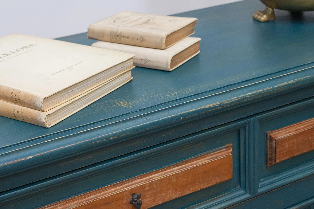 Cassettiera in abete e maniglie in ferro antichizzato, '900 3