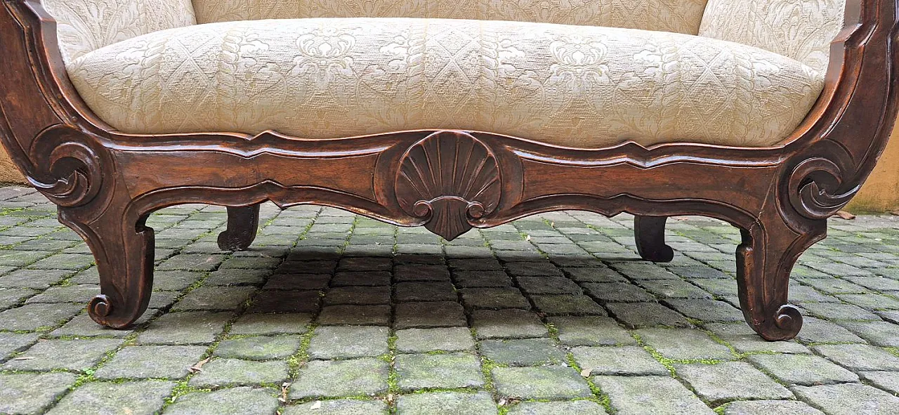 Luigi Filippo walnut boat sofa, 19th century 9