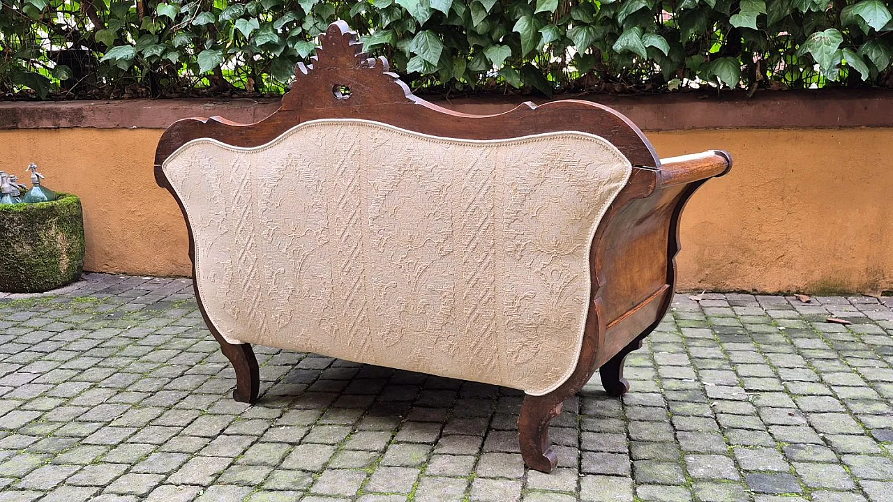 Luigi Filippo walnut boat sofa, 19th century 11