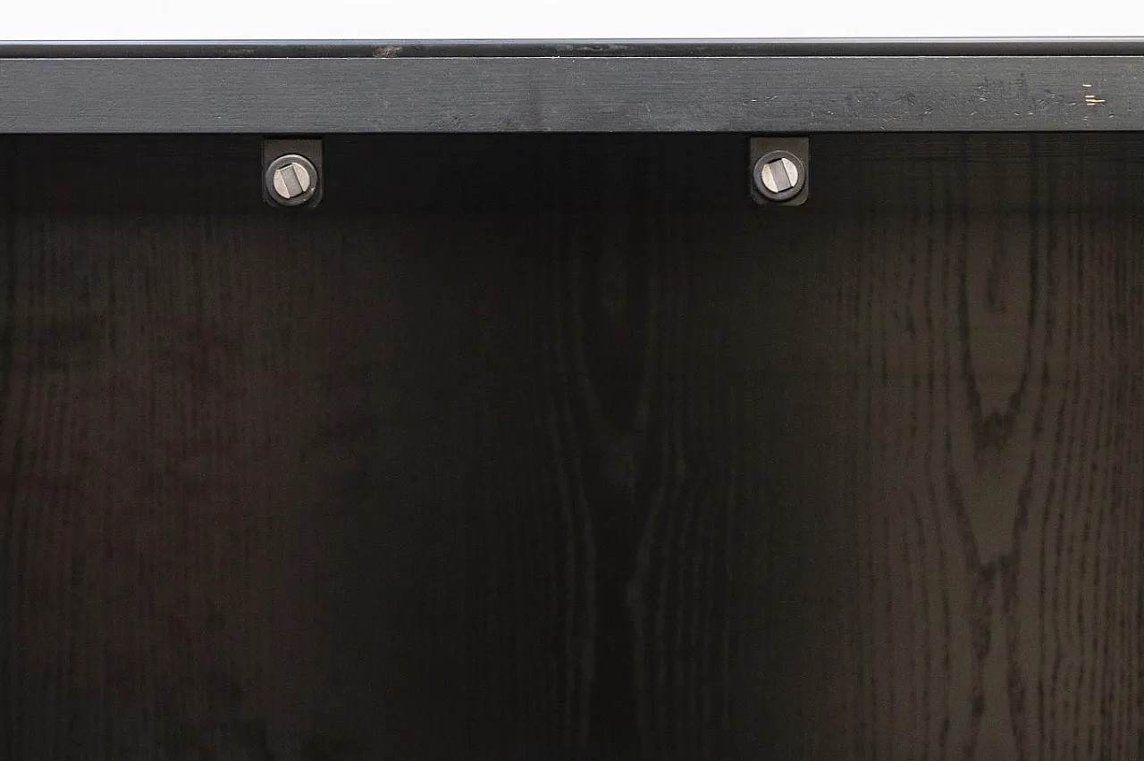 3 Mobili da salotto a due ante in vetro, legno e metallo, anni '70 6