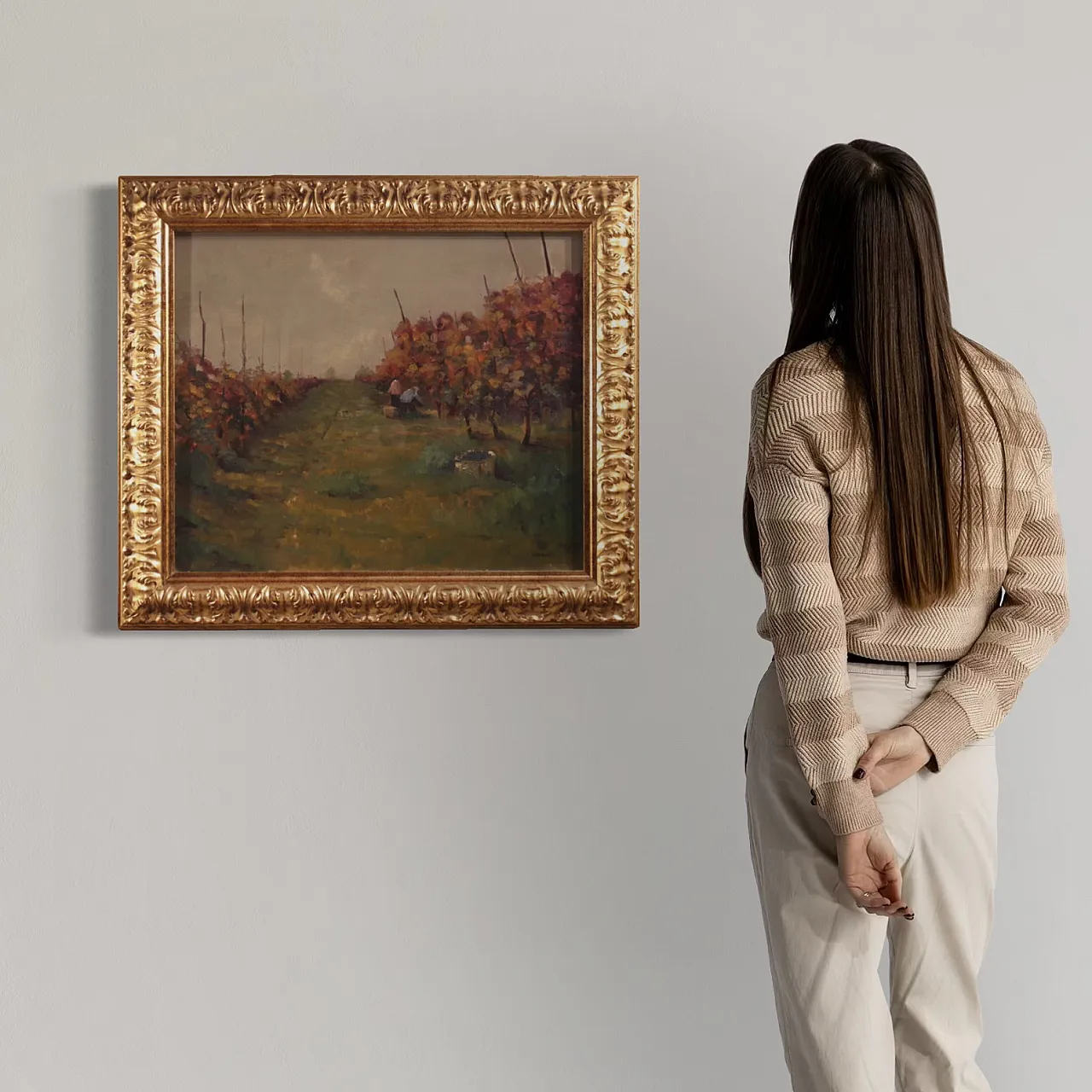 Dipinto italiano paesaggio La Vigna a Druento, '900 2