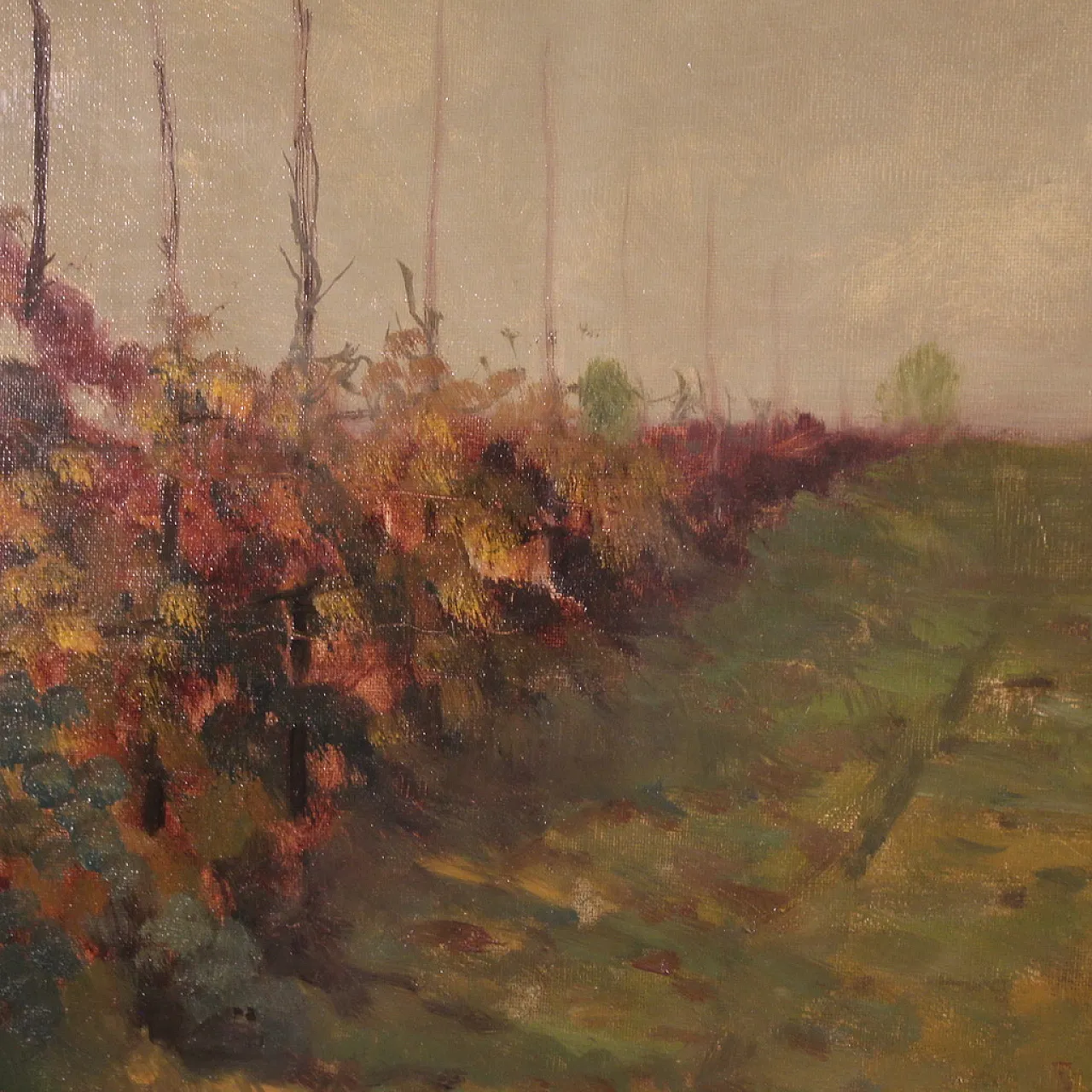 Dipinto italiano paesaggio La Vigna a Druento, '900 14