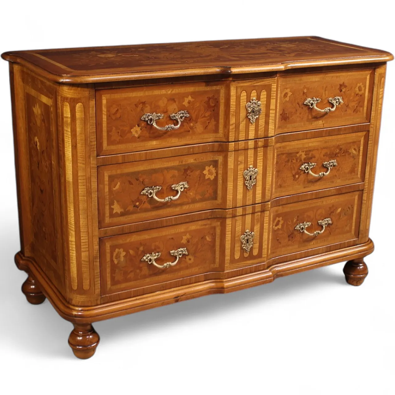 Italian inlaid chest of drawers in exotic woods, 20th century 13