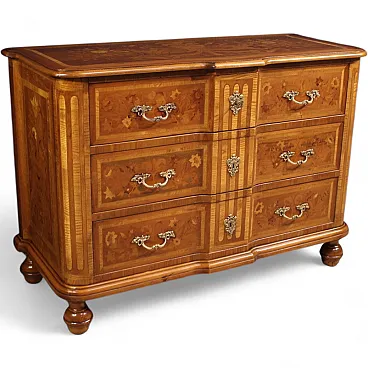 Italian inlaid chest of drawers in exotic woods, 20th century