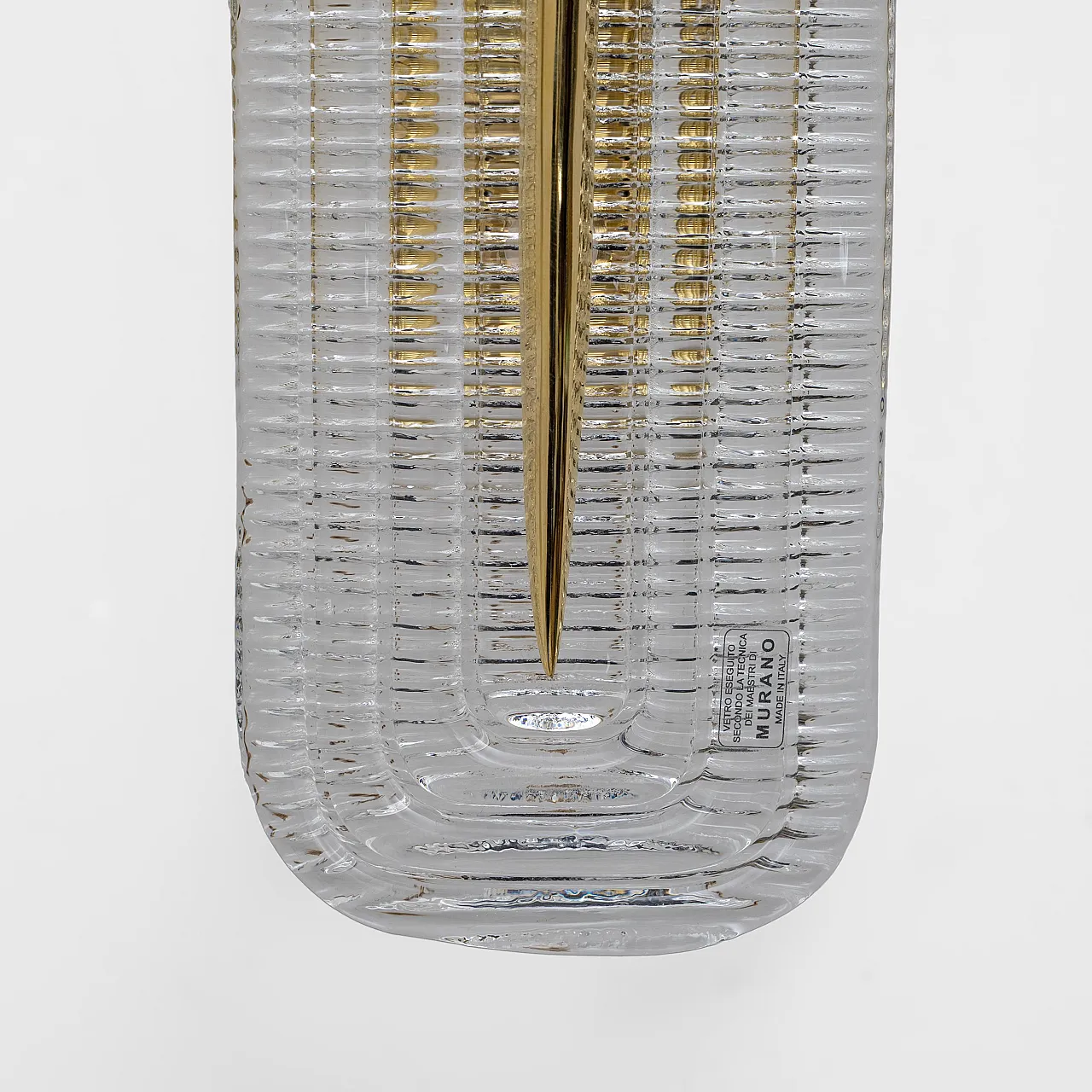 Pair of Modern Murano glass transparent and brass sconces, 2000s 5