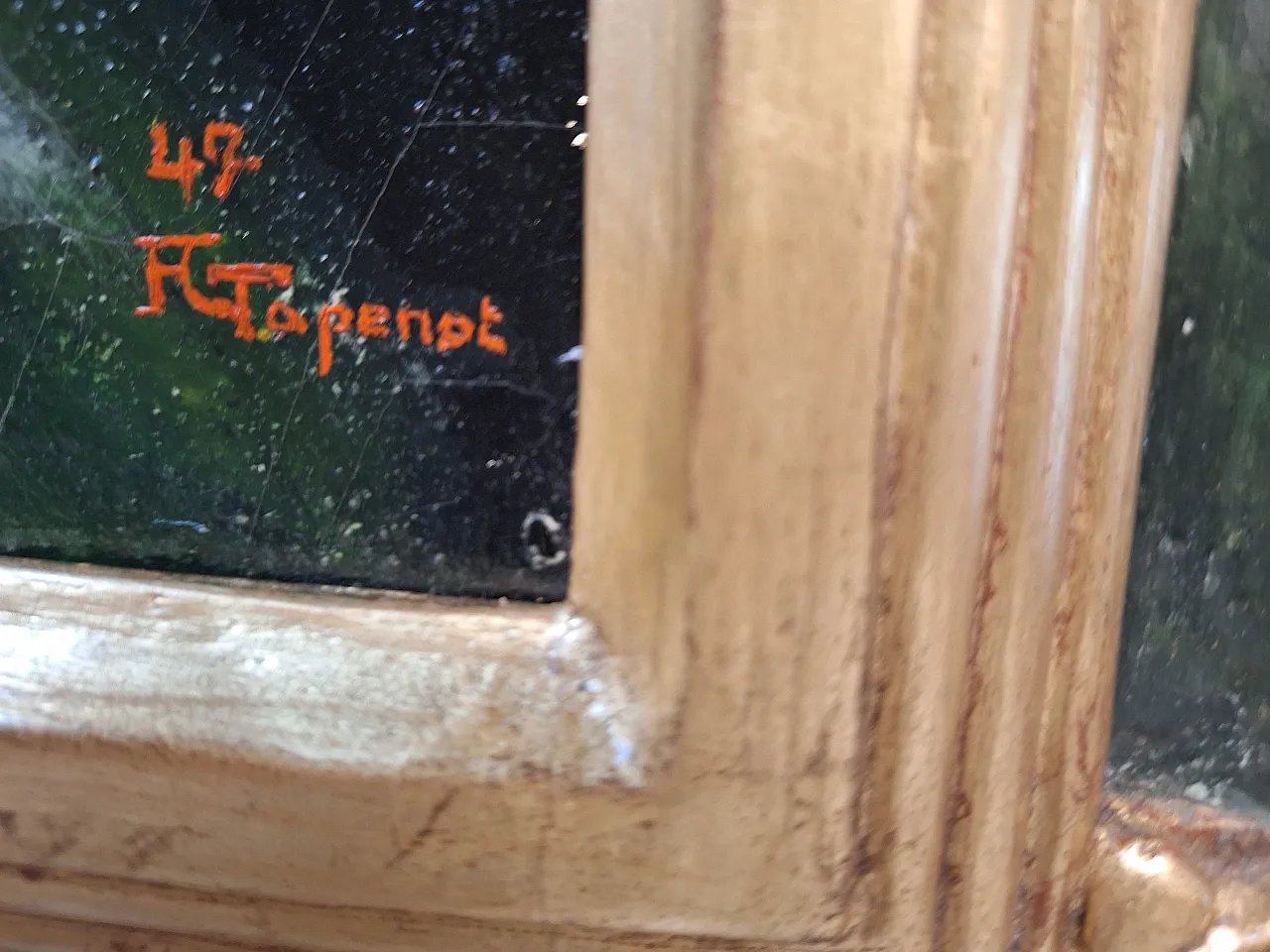 Oil on deco canvas depicting a woman with a carved and gilded frame 3