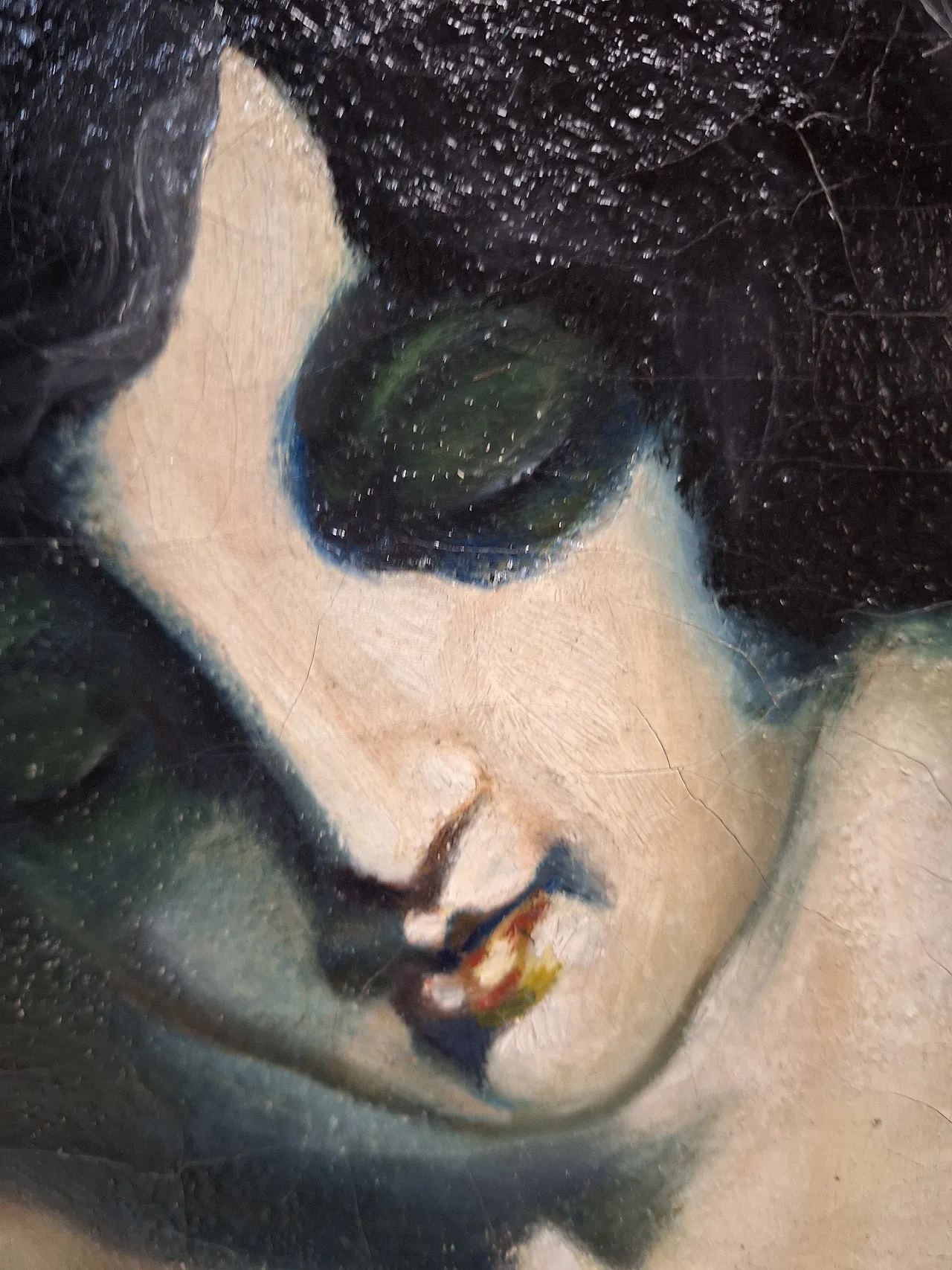 Oil on deco canvas depicting a woman with a carved and gilded frame 5