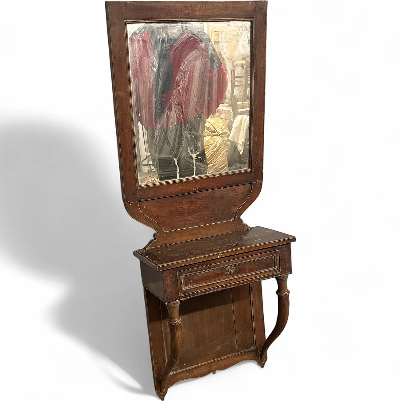 Mirrored suspended Empire console in walnut, 19th century 14